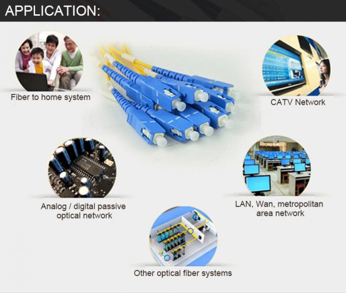 FTTH E2000 এপিসি - এসসি / এপিসি ফাইবার অপটিক প্যাচ কর্ড, একক মোড Simplex কেবল