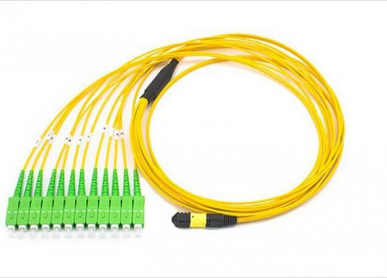 চীন 12 Fibers MPO Sc Apc প্যাচ কর্ড, স্টোরেজ এরিয়া নেটওয়ার্কের জন্য ব্রেকআউট হলুদ ফাইবার অপটিক কর্ড সরবরাহকারী
